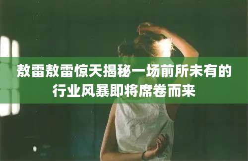 敖雷敖雷惊天揭秘一场前所未有的行业风暴即将席卷而来