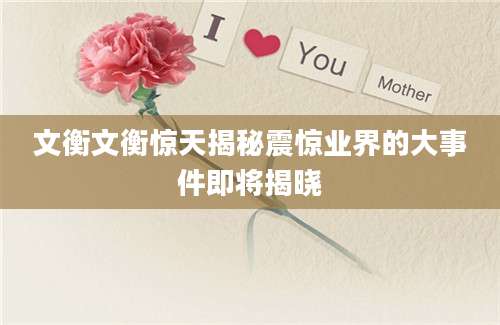 文衡文衡惊天揭秘震惊业界的大事件即将揭晓