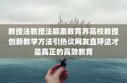 教授法教授法颠覆教育界高校教授创新教学方法引热议网友直呼这才是真正的高效教育