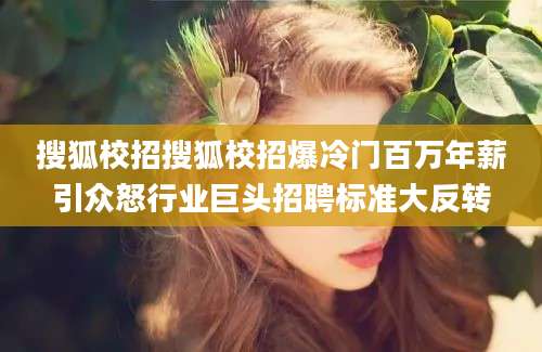 搜狐校招搜狐校招爆冷门百万年薪引众怒行业巨头招聘标准大反转