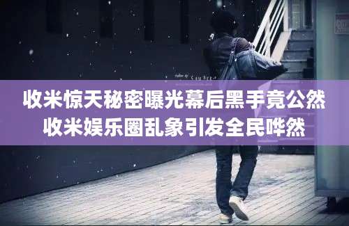 收米惊天秘密曝光幕后黑手竟公然收米娱乐圈乱象引发全民哗然