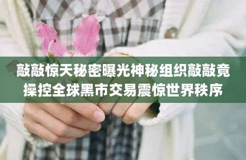 敲敲惊天秘密曝光神秘组织敲敲竟操控全球黑市交易震惊世界秩序
