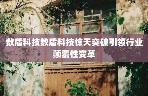 数盾科技数盾科技惊天突破引领行业颠覆性变革