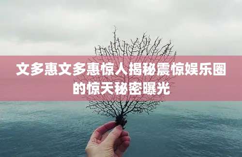 文多惠文多惠惊人揭秘震惊娱乐圈的惊天秘密曝光