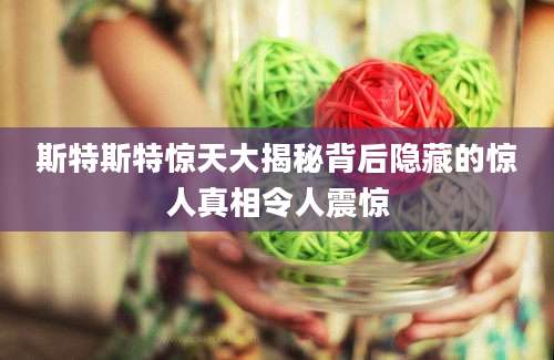 斯特斯特惊天大揭秘背后隐藏的惊人真相令人震惊