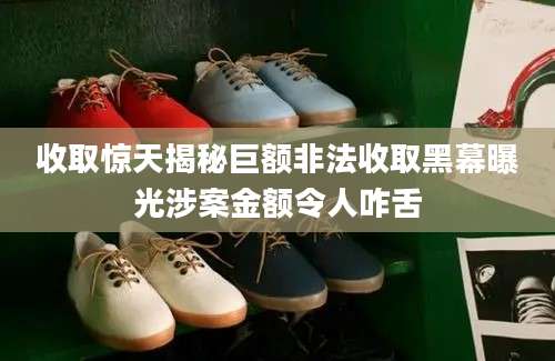 收取惊天揭秘巨额非法收取黑幕曝光涉案金额令人咋舌