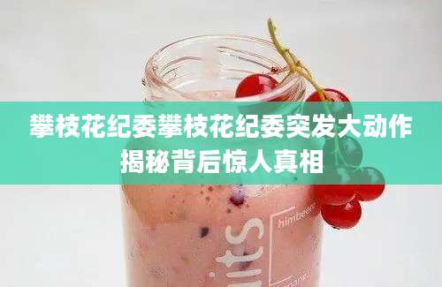 攀枝花纪委攀枝花纪委突发大动作揭秘背后惊人真相