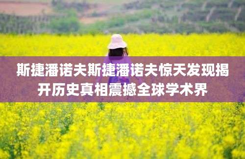 斯捷潘诺夫斯捷潘诺夫惊天发现揭开历史真相震撼全球学术界