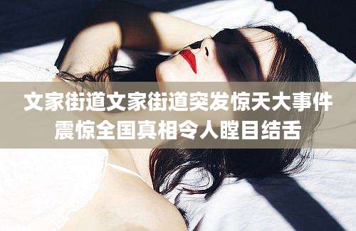文家街道文家街道突发惊天大事件震惊全国真相令人瞠目结舌