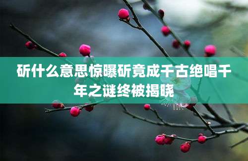 斫什么意思惊曝斫竟成千古绝唱千年之谜终被揭晓