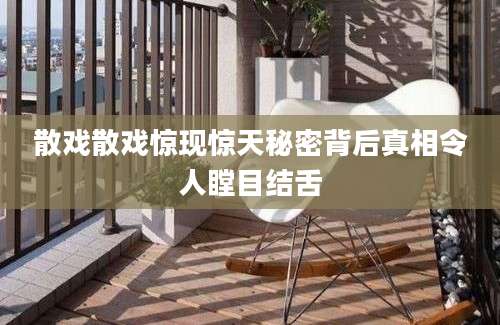 散戏散戏惊现惊天秘密背后真相令人瞠目结舌