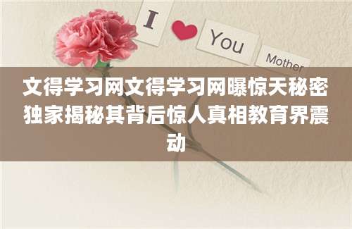 文得学习网文得学习网曝惊天秘密独家揭秘其背后惊人真相教育界震动