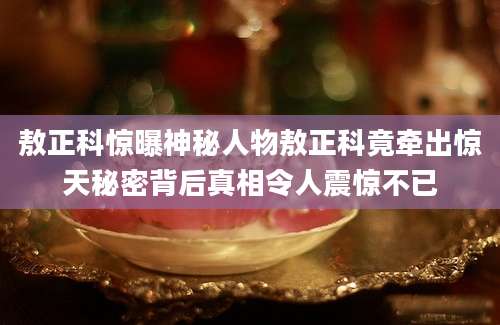 敖正科惊曝神秘人物敖正科竟牵出惊天秘密背后真相令人震惊不已