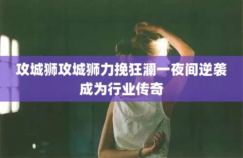 攻城狮攻城狮力挽狂澜一夜间逆袭成为行业传奇