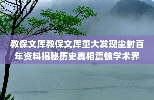 教保文库教保文库重大发现尘封百年资料揭秘历史真相震惊学术界