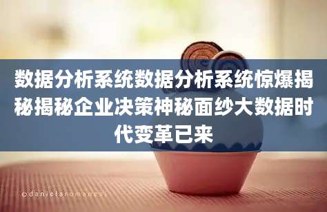 数据分析系统数据分析系统惊爆揭秘揭秘企业决策神秘面纱大数据时代变革已来