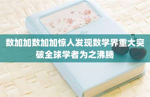 数加加数加加惊人发现数学界重大突破全球学者为之沸腾