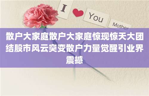 散户大家庭散户大家庭惊现惊天大团结股市风云突变散户力量觉醒引业界震撼