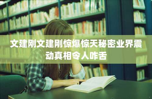 文建刚文建刚惊爆惊天秘密业界震动真相令人咋舌
