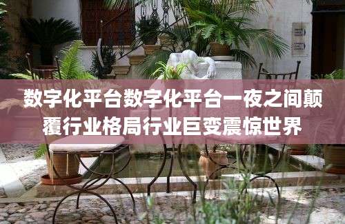 数字化平台数字化平台一夜之间颠覆行业格局行业巨变震惊世界