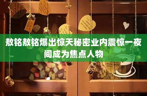 敖铭敖铭爆出惊天秘密业内震惊一夜间成为焦点人物
