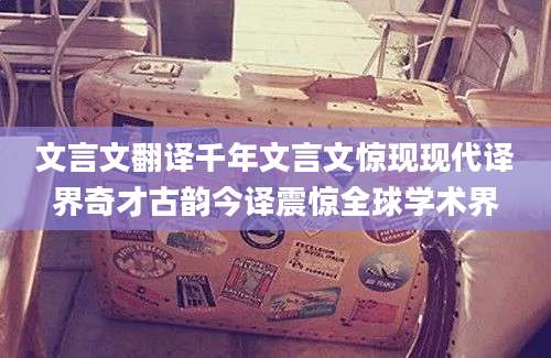 文言文翻译千年文言文惊现现代译界奇才古韵今译震惊全球学术界