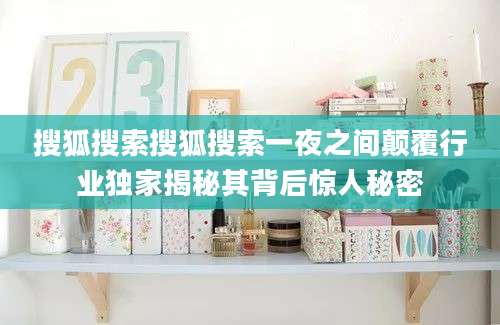 搜狐搜索搜狐搜索一夜之间颠覆行业独家揭秘其背后惊人秘密