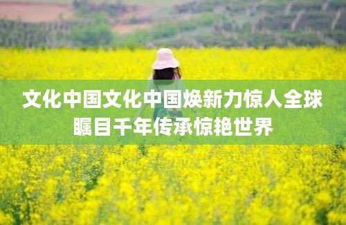 文化中国文化中国焕新力惊人全球瞩目千年传承惊艳世界