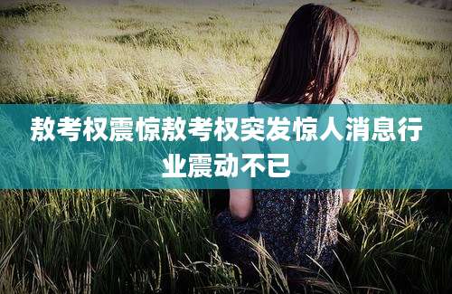 敖考权震惊敖考权突发惊人消息行业震动不已