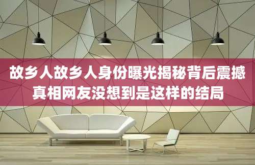 故乡人故乡人身份曝光揭秘背后震撼真相网友没想到是这样的结局
