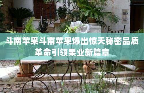 斗南苹果斗南苹果爆出惊天秘密品质革命引领果业新篇章