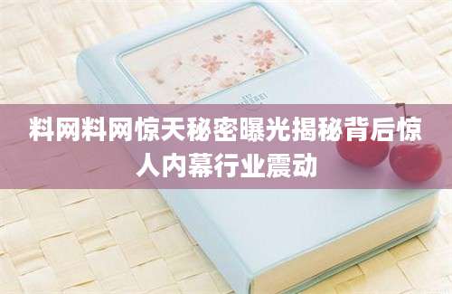 料网料网惊天秘密曝光揭秘背后惊人内幕行业震动