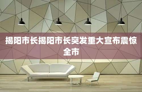 揭阳市长揭阳市长突发重大宣布震惊全市