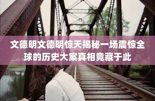 文德明文德明惊天揭秘一场震惊全球的历史大案真相竟藏于此