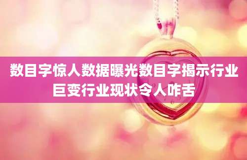 数目字惊人数据曝光数目字揭示行业巨变行业现状令人咋舌