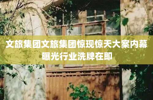 文旅集团文旅集团惊现惊天大案内幕曝光行业洗牌在即
