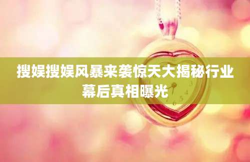 搜娱搜娱风暴来袭惊天大揭秘行业幕后真相曝光