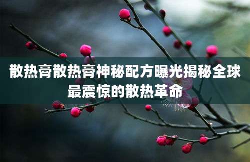 散热膏散热膏神秘配方曝光揭秘全球最震惊的散热革命