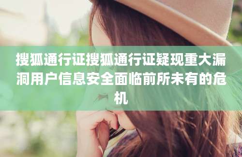 搜狐通行证搜狐通行证疑现重大漏洞用户信息安全面临前所未有的危机