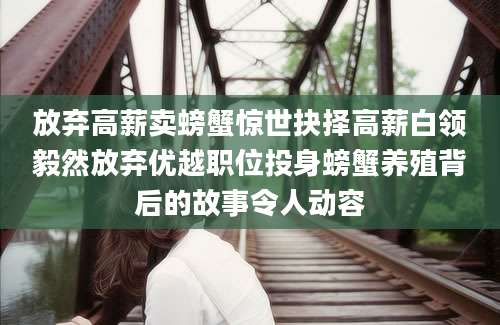 放弃高薪卖螃蟹惊世抉择高薪白领毅然放弃优越职位投身螃蟹养殖背后的故事令人动容