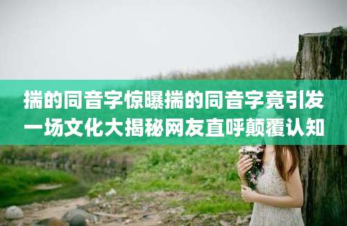 揣的同音字惊曝揣的同音字竟引发一场文化大揭秘网友直呼颠覆认知