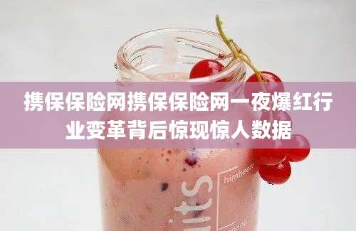 携保保险网携保保险网一夜爆红行业变革背后惊现惊人数据