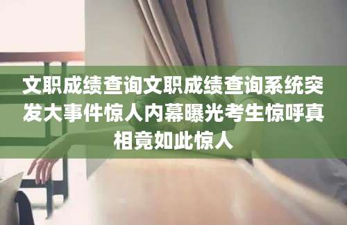 文职成绩查询文职成绩查询系统突发大事件惊人内幕曝光考生惊呼真相竟如此惊人