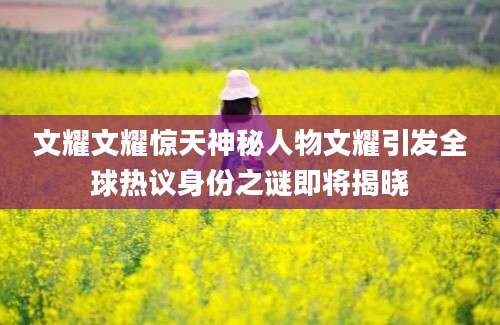 文耀文耀惊天神秘人物文耀引发全球热议身份之谜即将揭晓
