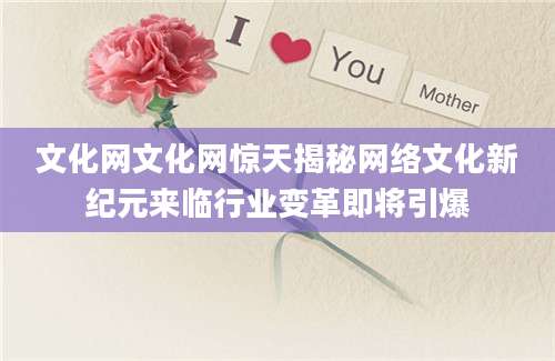 文化网文化网惊天揭秘网络文化新纪元来临行业变革即将引爆