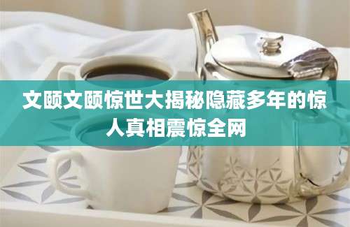 文颐文颐惊世大揭秘隐藏多年的惊人真相震惊全网