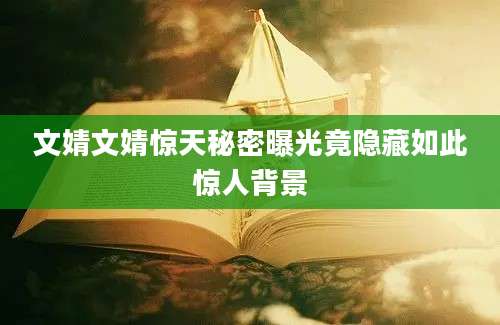 文婧文婧惊天秘密曝光竟隐藏如此惊人背景