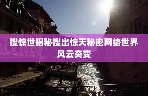 搜惊世揭秘搜出惊天秘密网络世界风云突变