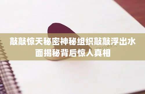 敲敲惊天秘密神秘组织敲敲浮出水面揭秘背后惊人真相