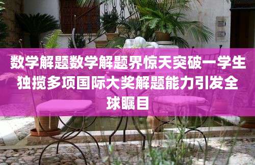 数学解题数学解题界惊天突破一学生独揽多项国际大奖解题能力引发全球瞩目
